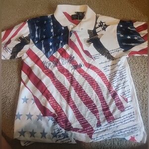 Cotton Traders Sport Mens Red White Blue Short Sleeve bald eagle Polo Size XL